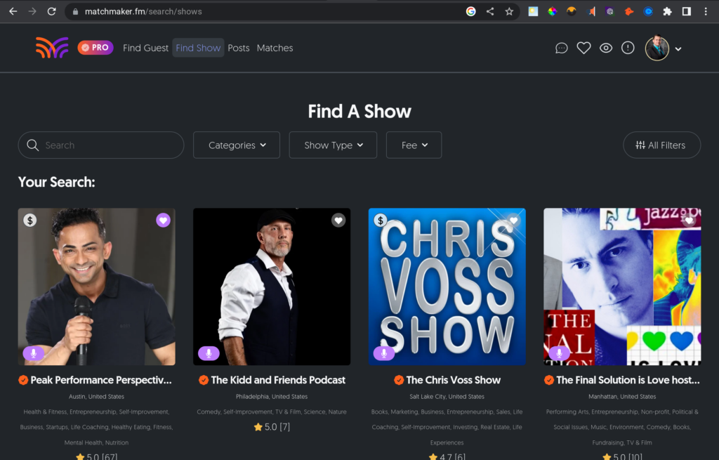 MAtchMaker.FM Show Profiles