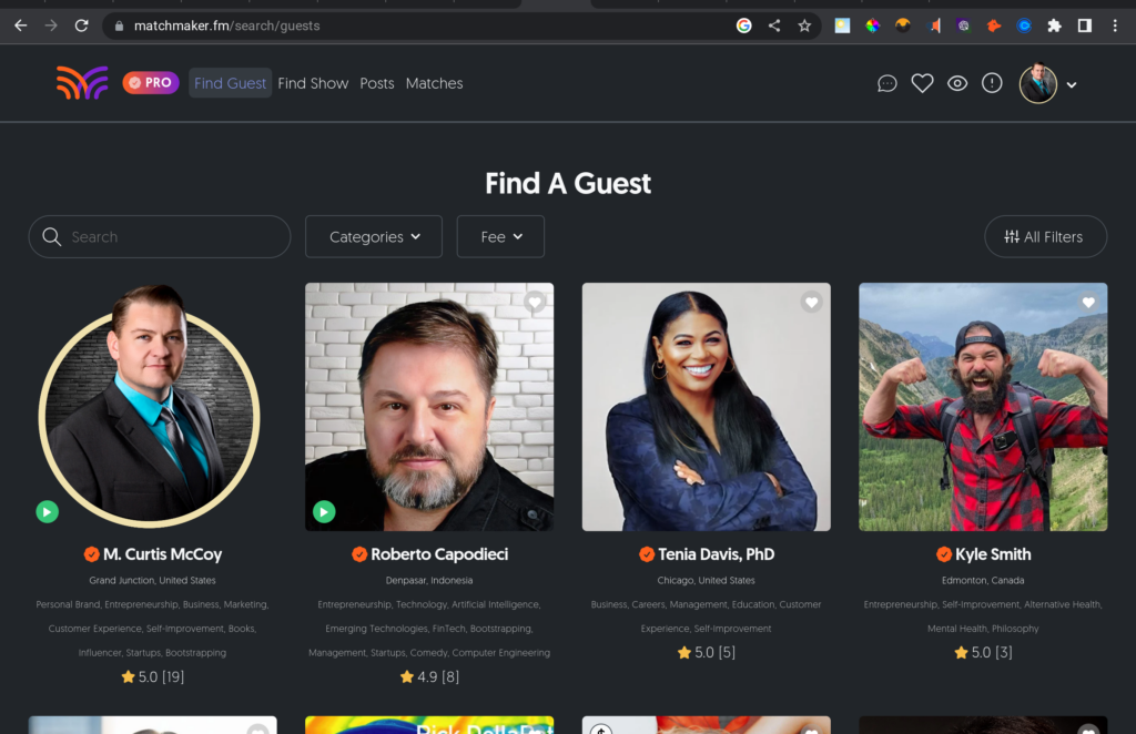 Use MatchMaker FM to connect with podcast hosts and guests.