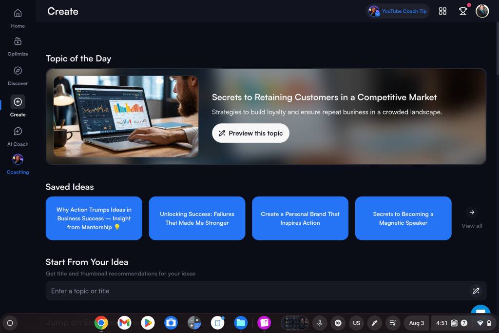 Get a full YouTube Channel Audie by vidIQ