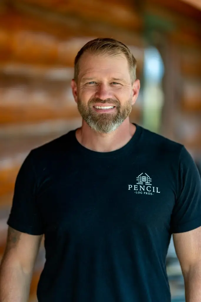 Brad Siler, log home restoration expert and president of Pencil Log Pros, representing quality log cabin services in Colorado and Utah.