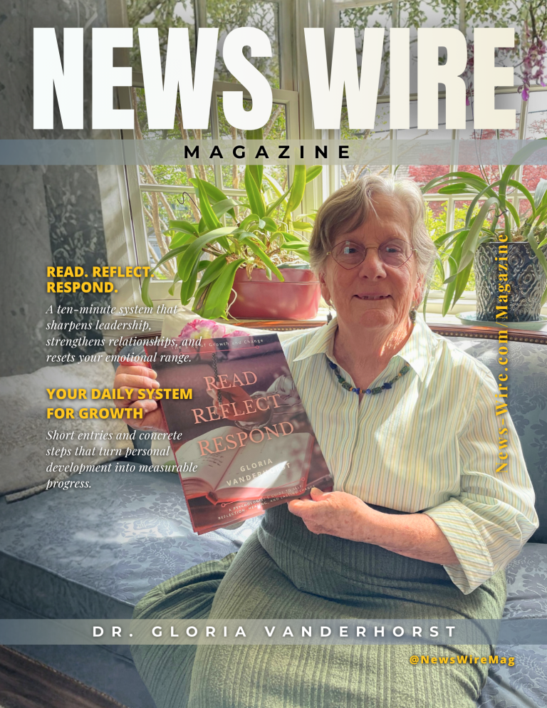 Dr. Gloria Vanderhorst featured on the cover of News Wire Magazine highlighting her book Read Reflect Respond and her leadership and emotional growth framework.